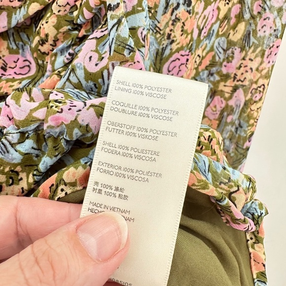 FREE PEOPLE MED Mabel garden combo woman ruch puff sleeve milkmaid floral blouse - Picture 9 of 15